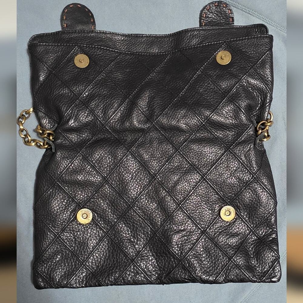 Carla Mancini Chic Black Leather Clutch with Gold Accents - Picture 3 of 8